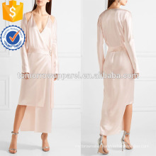 New Fashion Asymmetric Cold-shoulder Silk-satin Wrap Daily Dress Manufacture Wholesale Fashion Women Apparel (TA5140D)